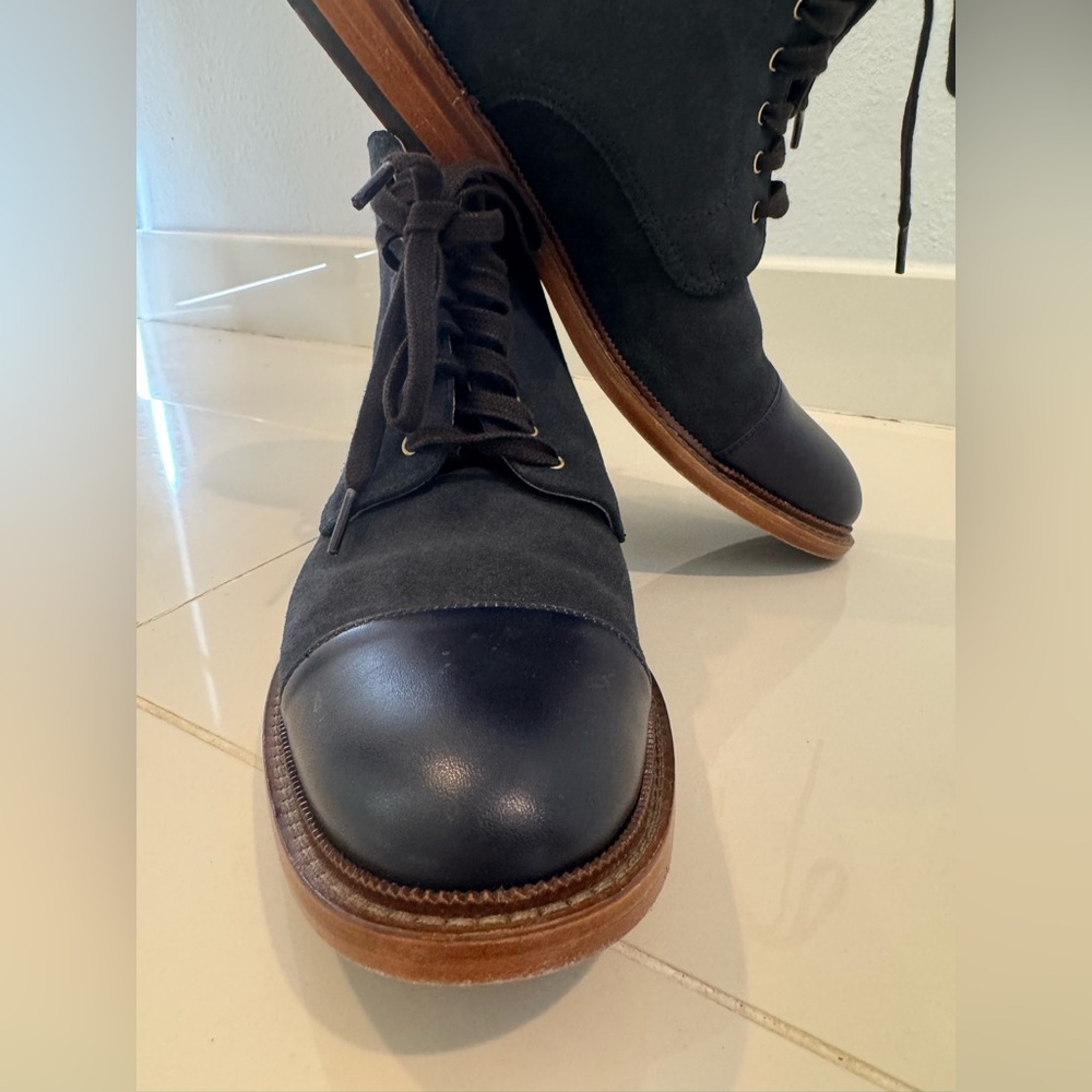 Taft Men’s Troy Boot size 43 Navy leather and suede - Picture 5 of 9
